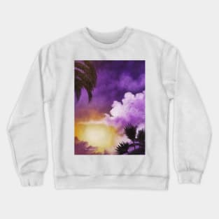 Purple Sunset, Lavender Sunset, Lilac Beach, Purple Beach, Palm Trees on beach, purple sky, lavendar sky Crewneck Sweatshirt